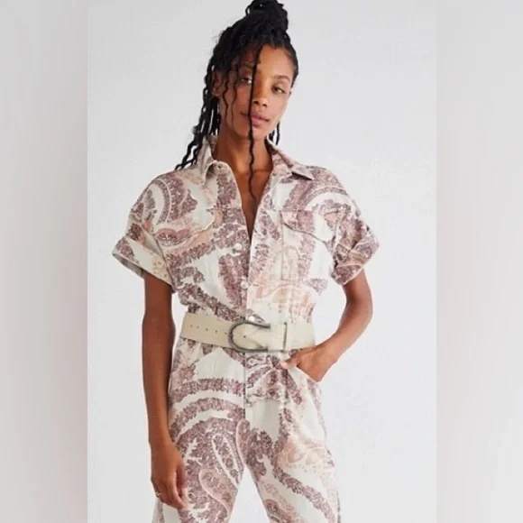 ❤️Free People Marci Printed Coverall Jumpsuit